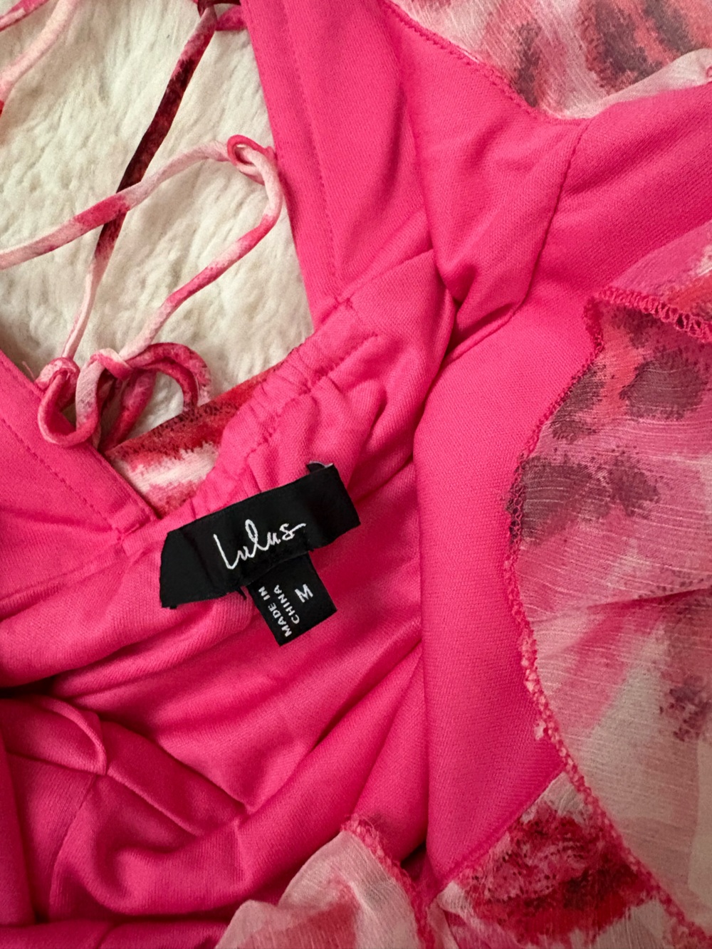 Lulus Sensationally Sweeter Bright Pink Floral Ruffled Maxi Dress Size Medium - Picture 5 of 13
